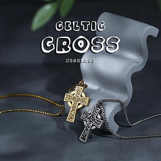 HZMAN Stainless Steel Celtic Cross Necklace for Men Women